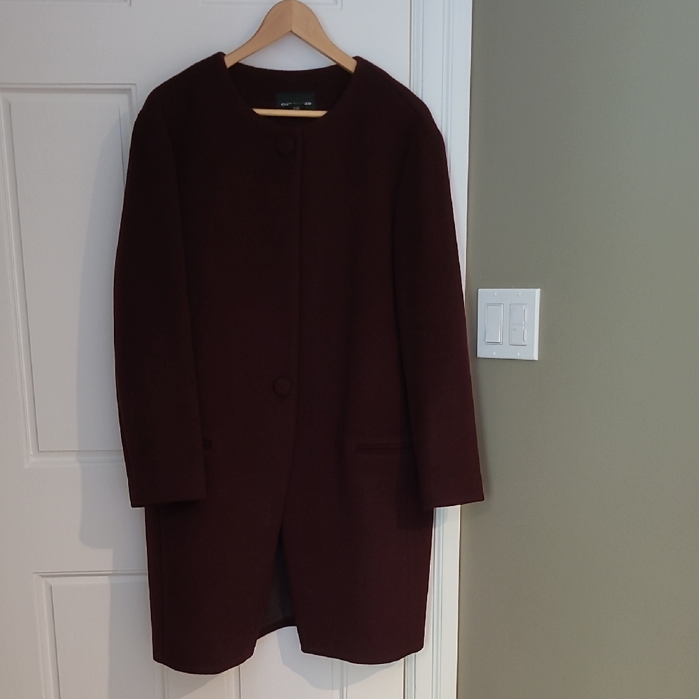 Club Monaco Deep Burgundy Pea Coat, Size L